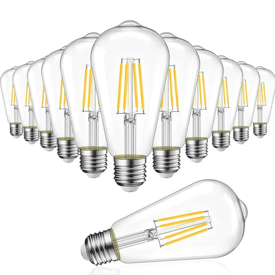 

ST21 LED Filament Bulb 5W 40 Watt Equivalent Dimmable 2700K Warm White Vintage Edison Light Bulbs E26 Medium Base 12 Pack