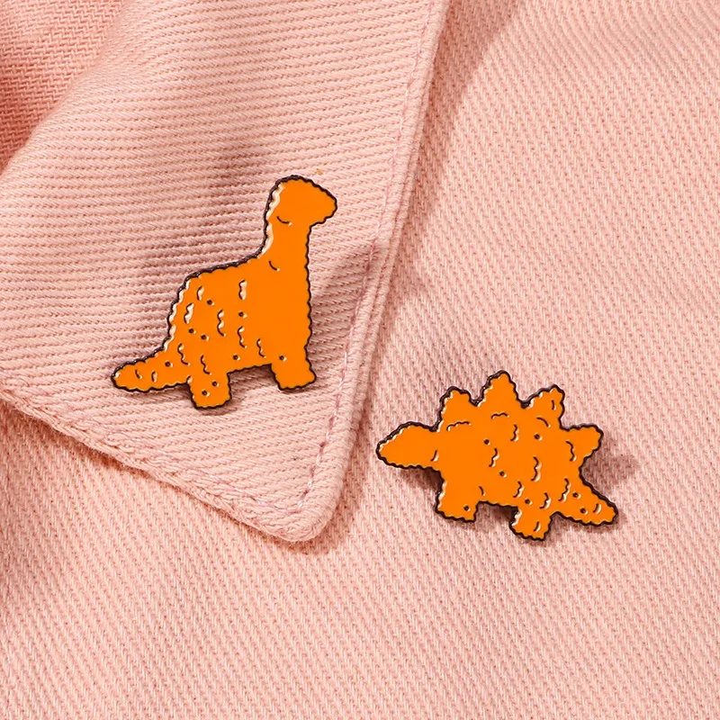 Cartoon Dinosaur Brooch Creative Brontosaurus Stegosaurus Ketchup Enamel Alloy Dripping Oil Badge Clothes Bag Accessories Brooch