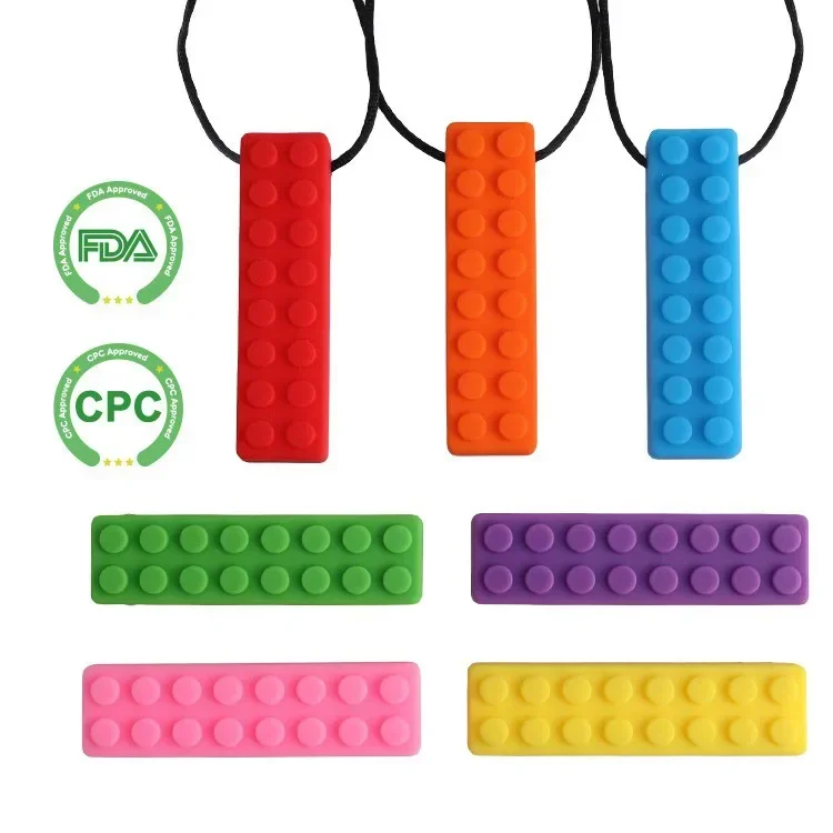 Bebê silicone mordedor crianças mastigar colar sensorial mastigável pingente oral motor brinquedos ferramentas de terapia para autismo tdah produtos infantis