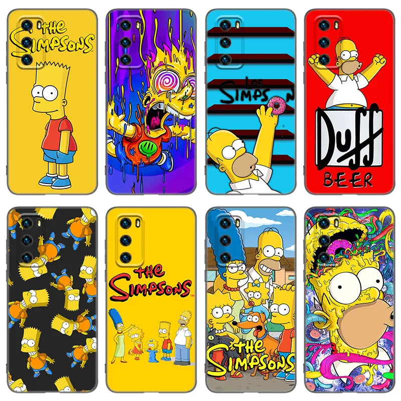 Hot Simpsons Boy Phone Case For Huawei P8 P9 P10 P20 P30 P40 Lite 2017 P50 P Smart Pro Z S 2018 2019 2020 2021 Soft Black Cover