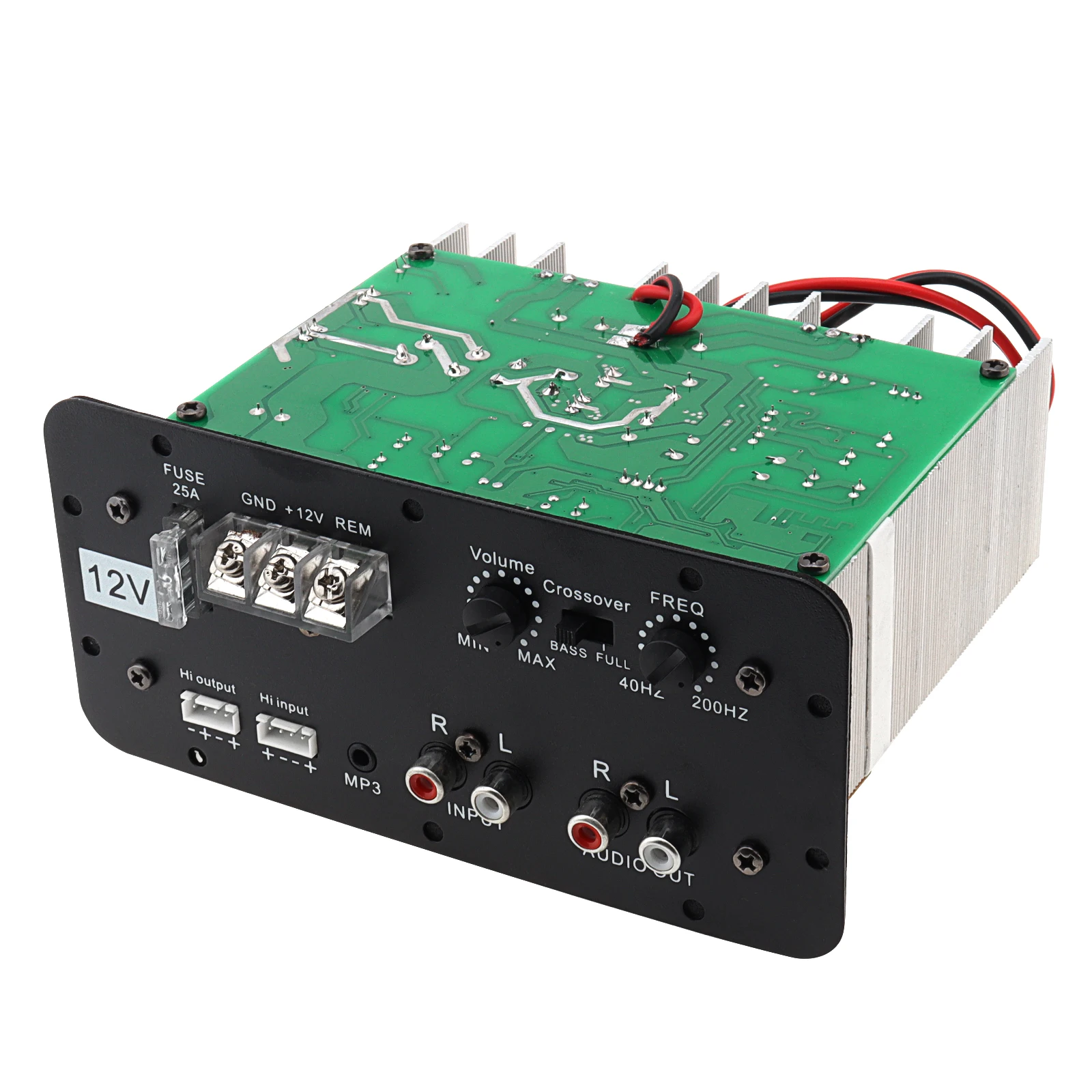 12V 150W Car Audio High Power Amplifier Board for 6 /8 /10 Inch Car Subwoofer with Light, Black Powerful Bass Subwoofer