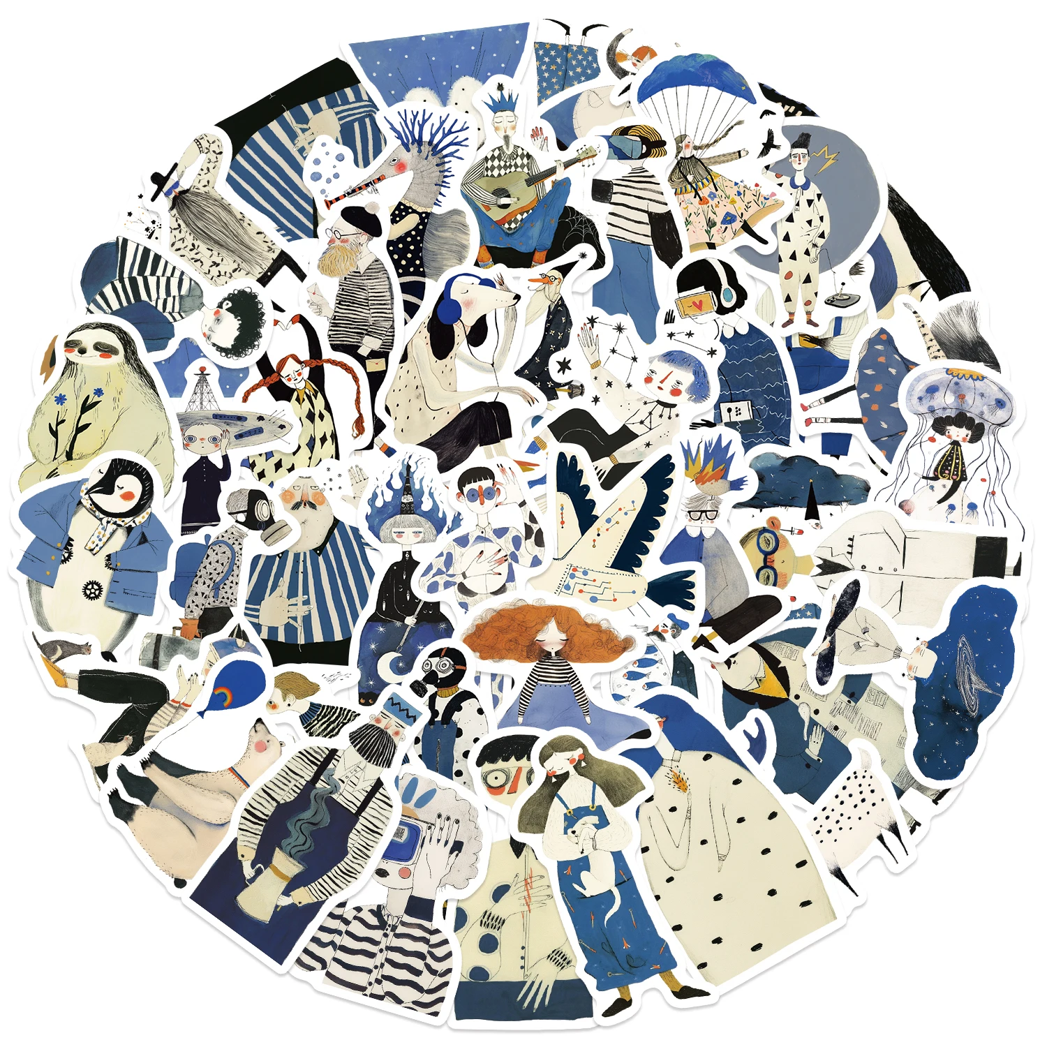 50/100 Uds. Pegatinas artísticas abstractas dibujadas a mano para teléfonos móviles patinetas tazas cajas de almacenamiento manuales decoración DIY