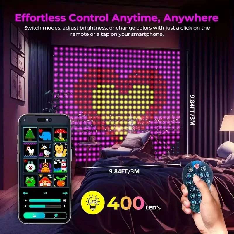 1/2 قطعة أضواء الستار الذكية RGB الستار سلسلة أضواء مع التطبيق مزامنة الموسيقى عن بعد الديناميكية DIY بها بنفسك للداخلية في الهواء الطلق عيد الميلاد جدار ديكور. #6