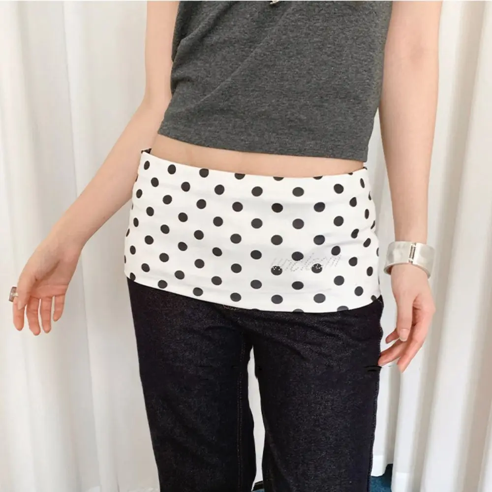 Fashion Short Polka Dot Fart Curtain Striped Hip-covering Layered Puff Skirt Y2k Spicy Girl Butt Curtain Waist Belt Accessories