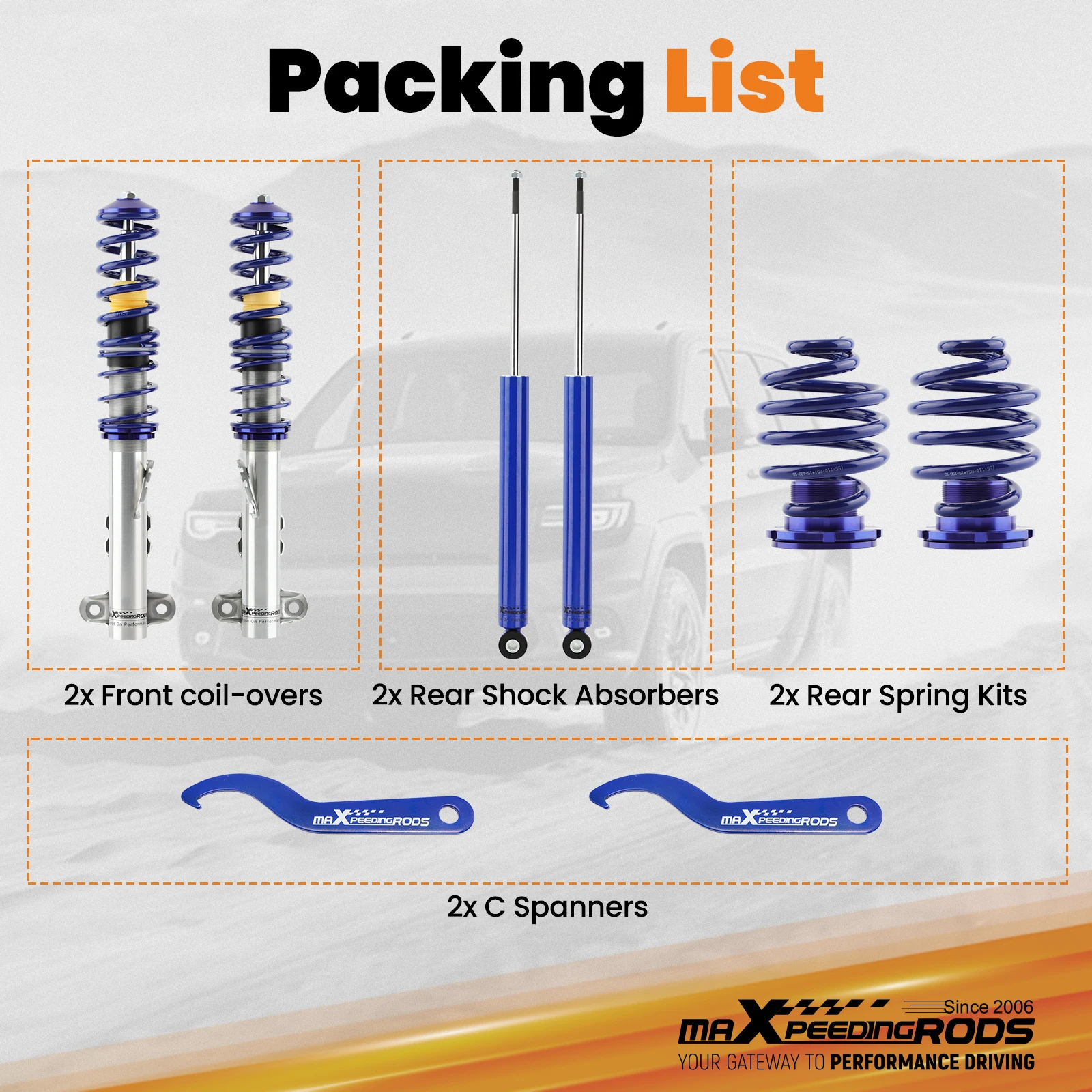 

Coilovers for BMW E36 3 Series 316i 318i 320i 323i 325i 328i Suspension Spanners