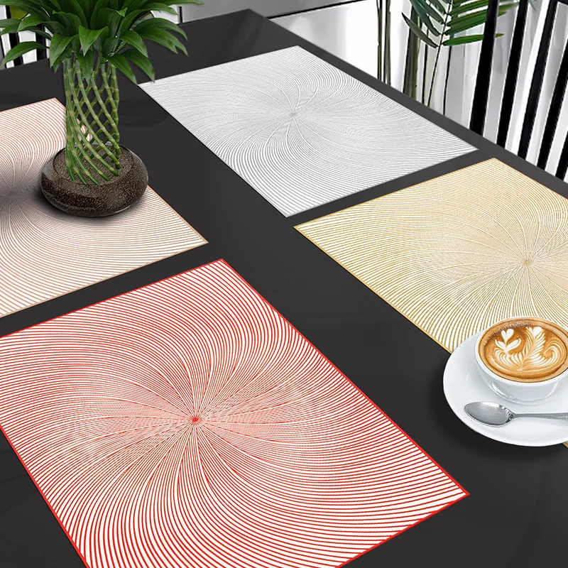 Rotating Line Pattern Placemat Hot Stamping PVC High-end Feel Light Luxury Coffee Tea Dining Table Decor Mat Waterproof Coaster