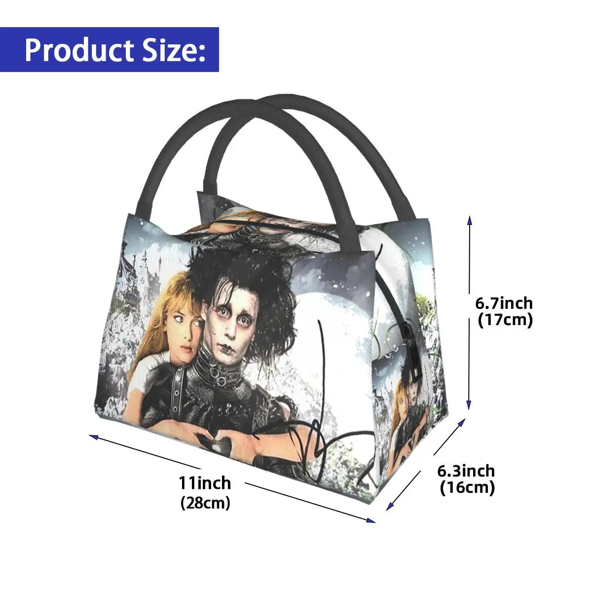Edward Scissorhands Movie Insulated Lunch Bag for School Bento Storage Food Boxes Container Cooler Thermal Lunch Box Tote