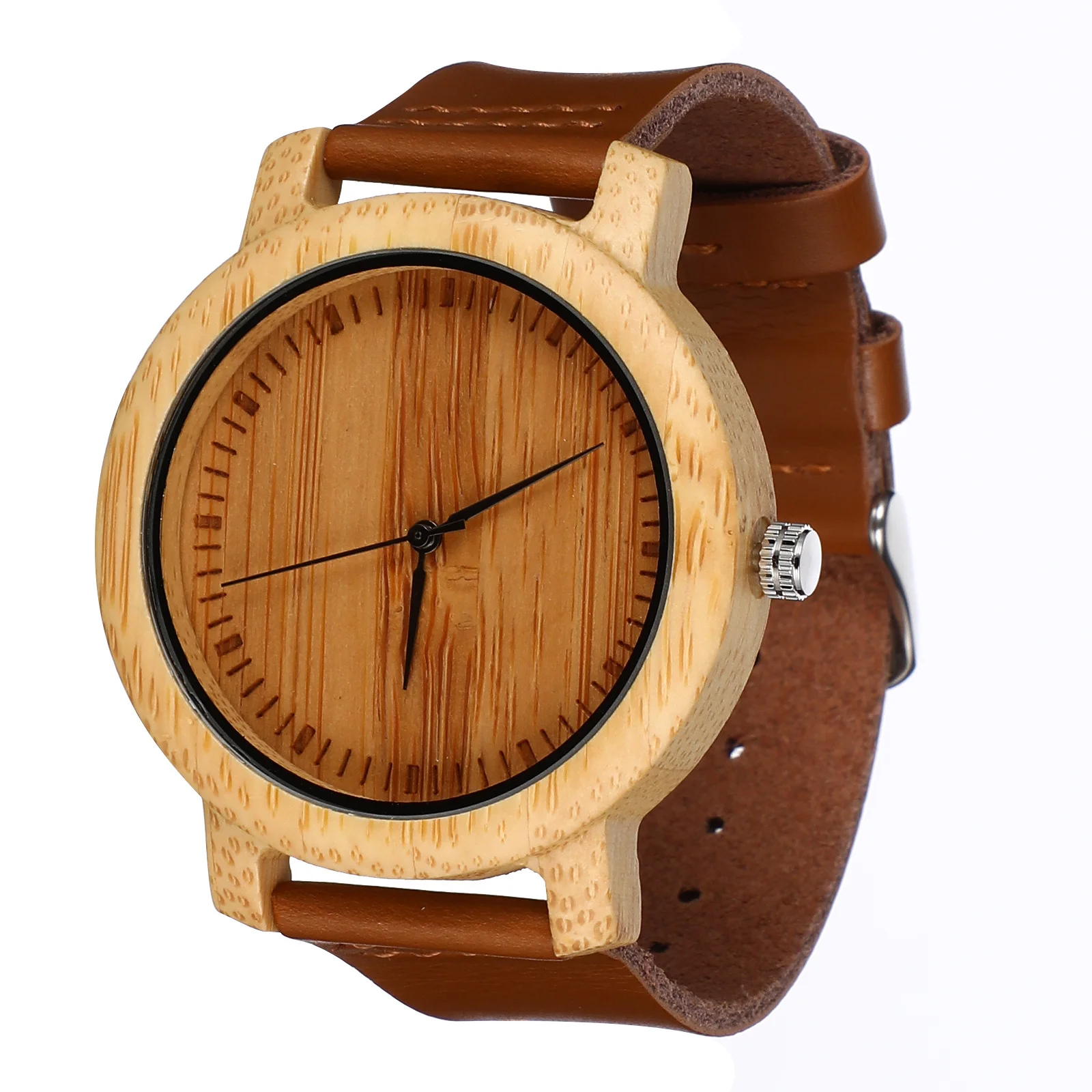 ساعة يد كوارتز من الخيزران للرجال بحزام أصلي وخفيف الوزن من الخشب كاجوال عصرية للرجال مصنوعة يدويًا #1