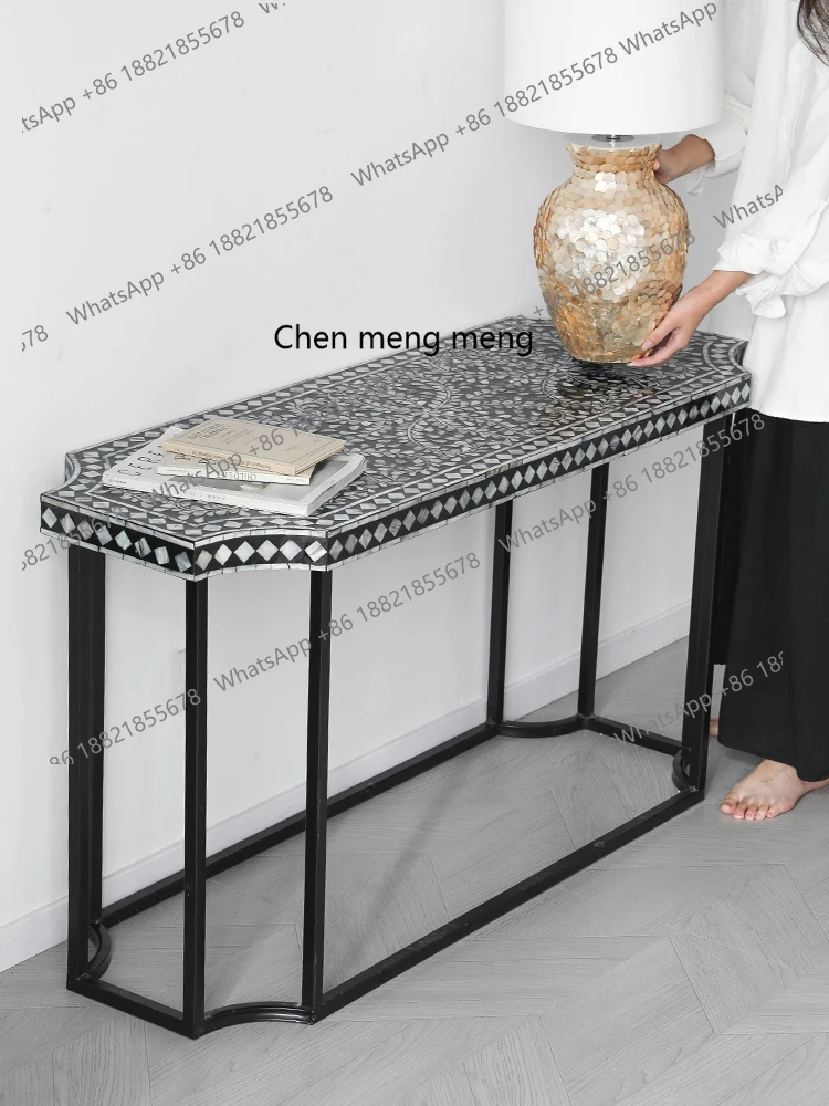 Premium sense wabi-sabi wind shell coffee table entrance entrance table living room side table light luxury retro