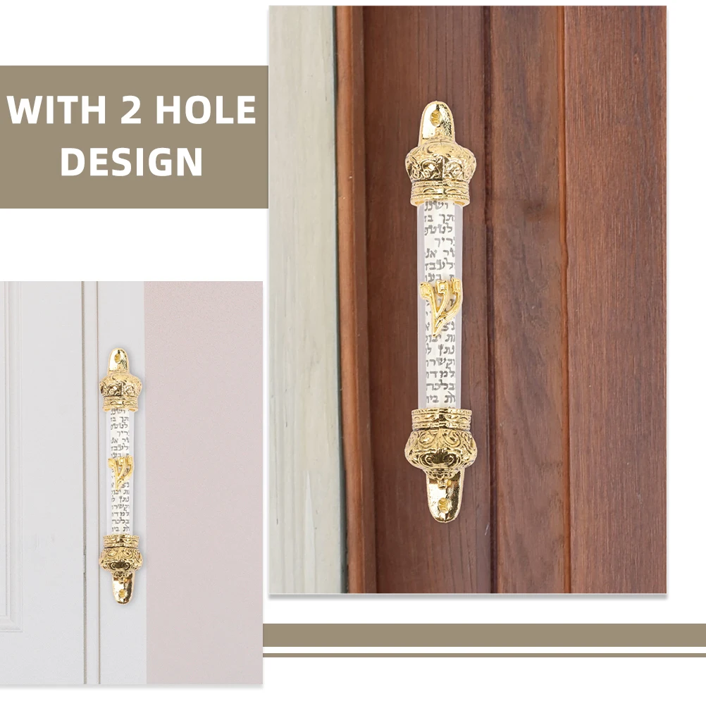 

2pcs Crown Metal Mezuzah Plaque for Home Door Jewish Gift with 2 Hole Design Side Mezuzah Installation