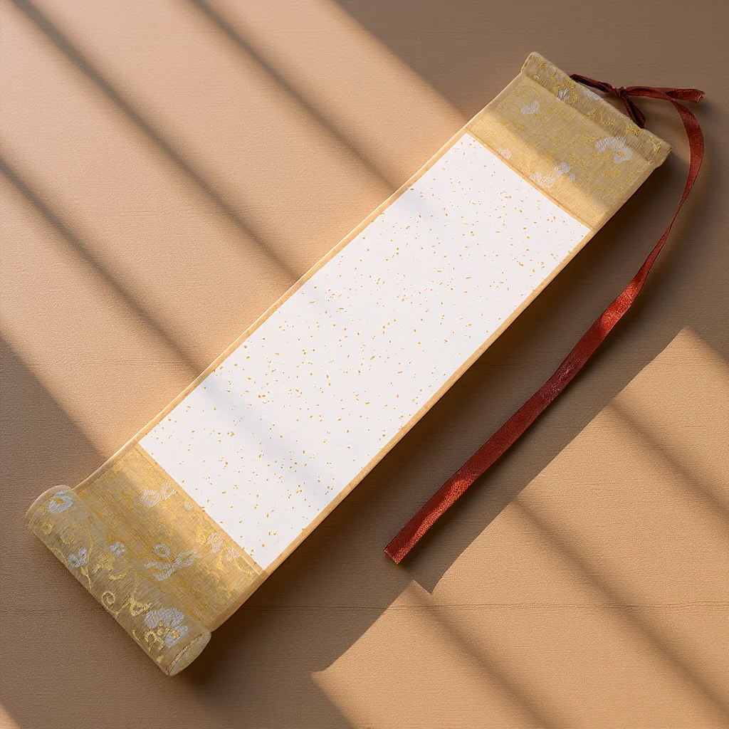 Blank Calligraphy Scroll Xuan Paper Roll Wooden Rods Chinese Art Painting Practice Hanging Wall Scroll Decorative Roll
