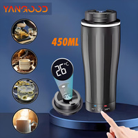 12V/24V LCD Display Car Heating Cup 450ML Water Warmer 304 Stainless SteelInner Tank Bottle Electric Thermos Coffee Kettle