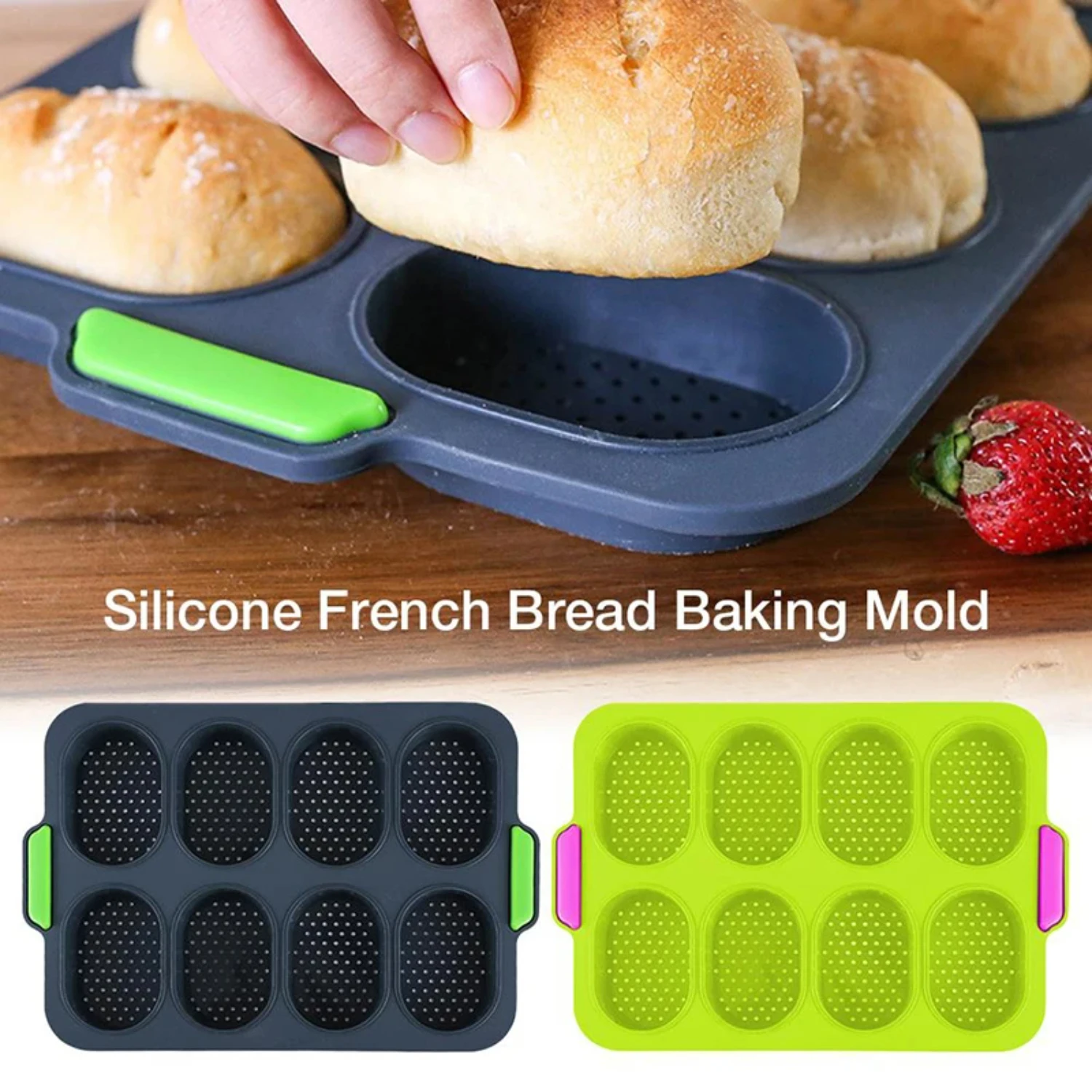 8 Grids DIY Silicone Hamburger Flexibility Practical  Heat Resistant Bread Mold Baking Easy Release Home Non-stick Baking Mold