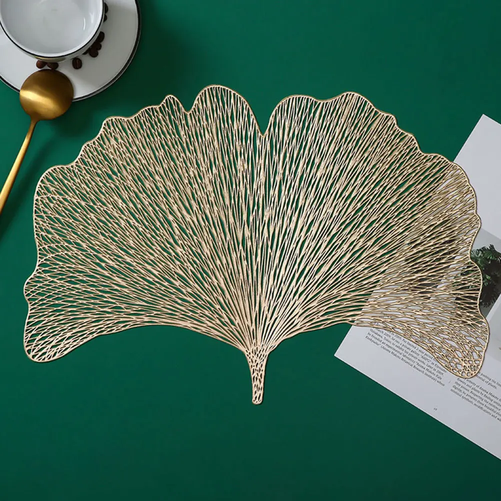 

2Pcs Place Mat Set Ginkgo Leaf Theme Rustic Table Decoration for Home Restaurant Hotel Cup Cushion Heat Resistant Mat