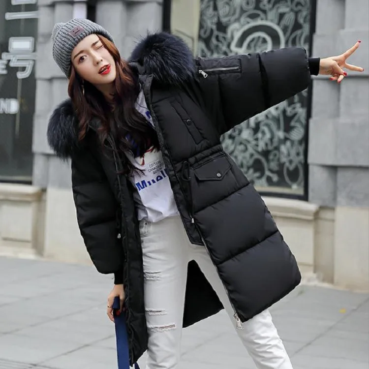 Korean Fashion Winter Solid Color Long-sleeved Down Cotton Jacket Women Bread Fur Collar 2026 New Korean Version Thickened Coat