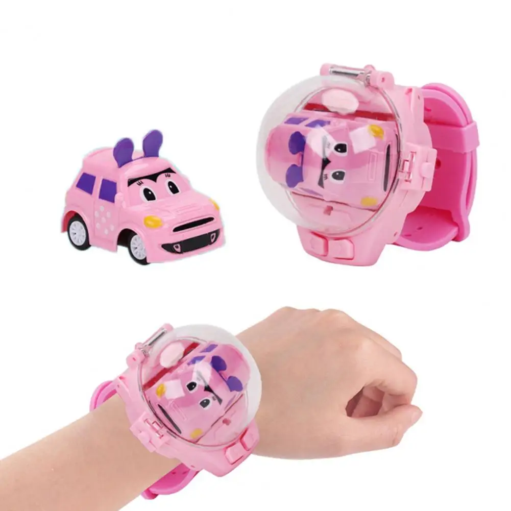 Crianças relógio de controle remoto carro usb recarregável alça ajustável 2.4ghz rc mini veículo corrida brinquedo pulso com luz led crianças