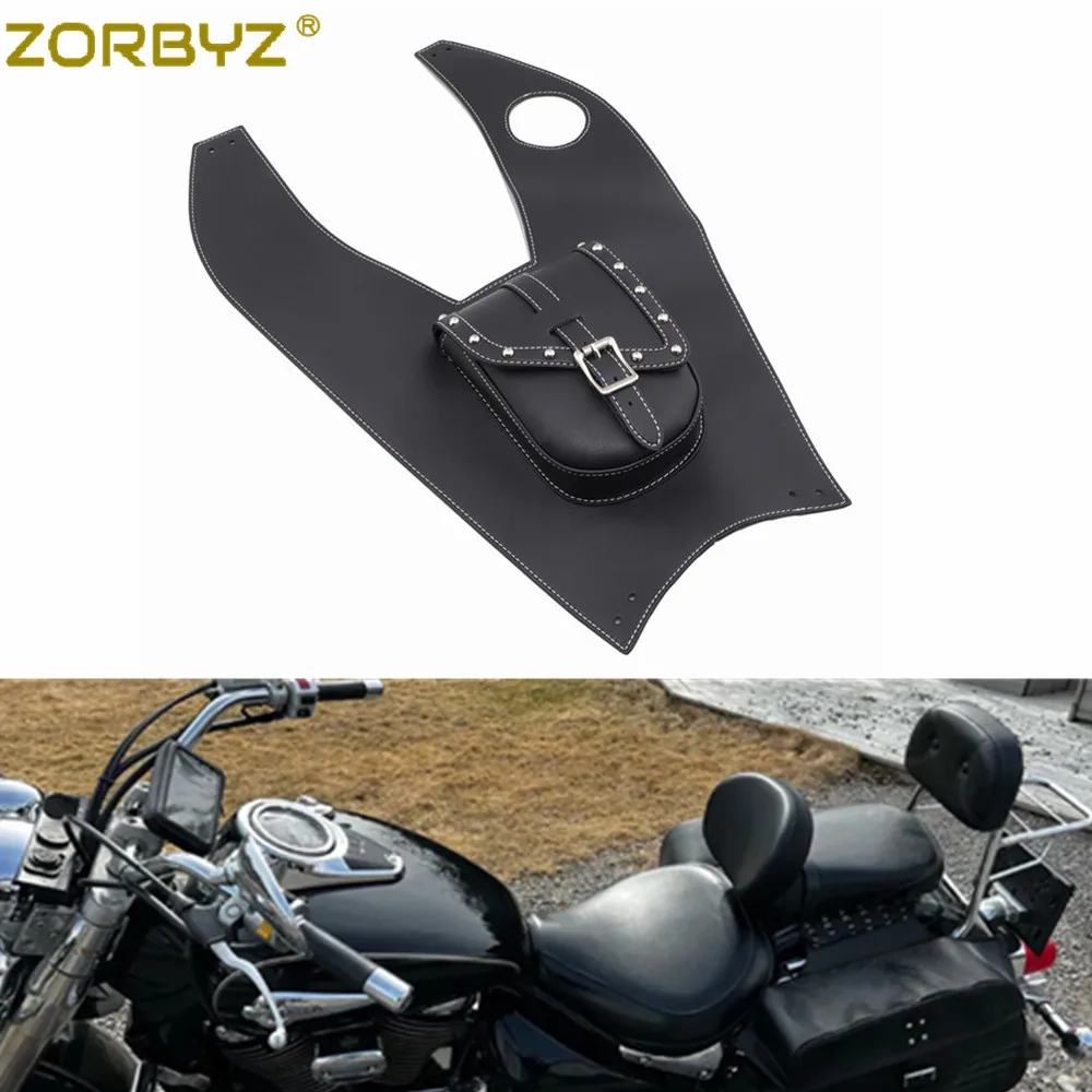 ZORBYZ Black Artificial Leather Tank Cap Panel Cover Pad Bag For Suzuki Intruder Volusia VL800 Motorcycle