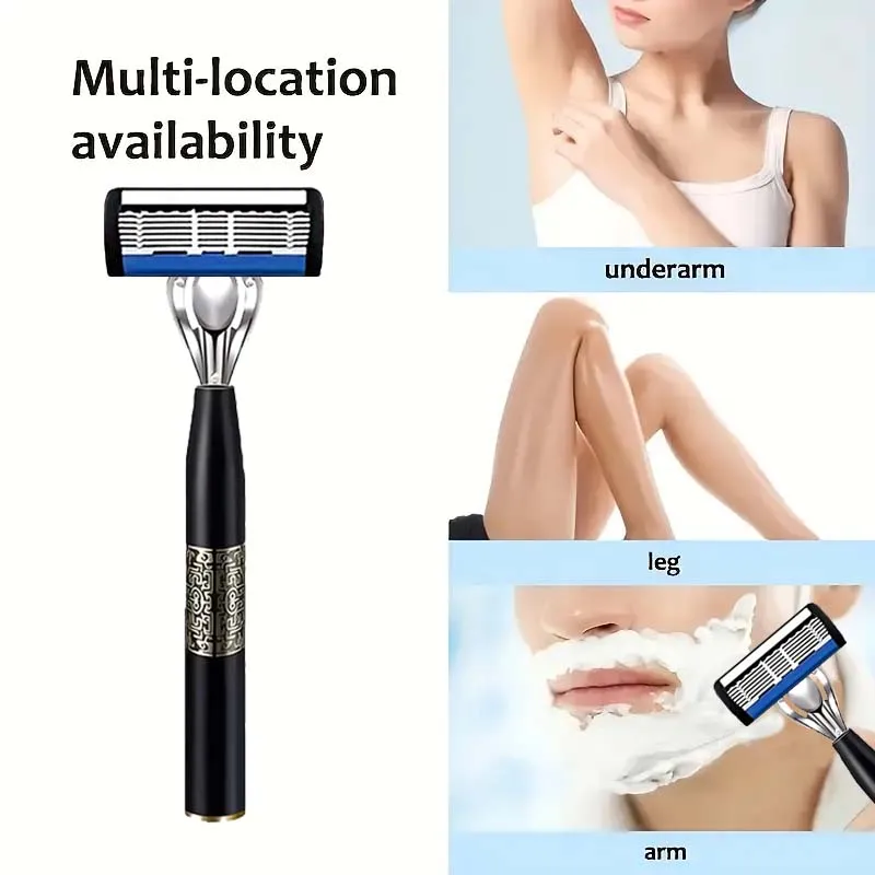 ماكينة حلاقة رجالية راقية بمقبض مضاد للانزلاق، شفرة حادة وناعمة من الفولاذ المقاوم للصدأ، حلاقة غير مؤلمة، هدية مثالية للمهرجانات #6