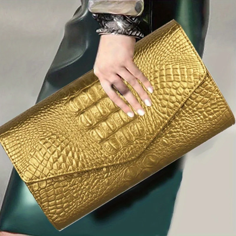 Women\'s stylish clutch bag Large capacity crocodile print crossbody shoulder bag