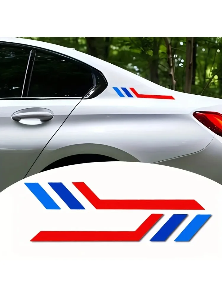 AliExpress NONE 2PCS/SET Red Blue Racing Stripe Sticker Set Waterproof Vinyl Decals For Car Side Window Decor