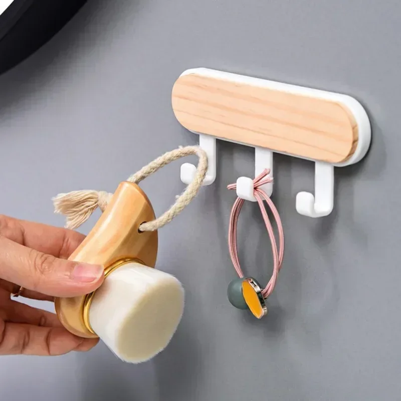 

Wall Cabinet Decorative Hooks Key Rack Hooks Wooden Key Rack Self-Adhesive Racks Home Storage Accessories Key Hanger