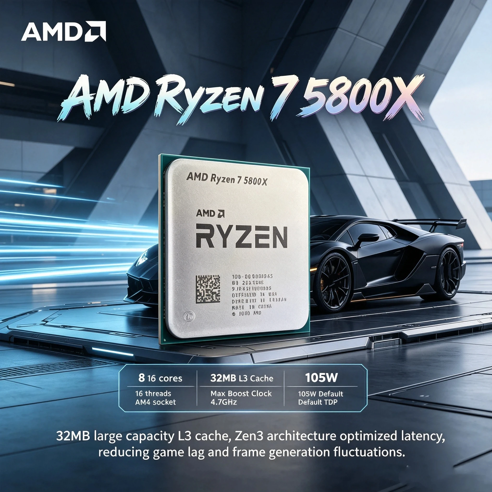 AMD Ryzen 7 5800X All-Round Desktop Processor 8 Core 16 Thread AM4 CPU Gaming Office Productivity 4.7GHz