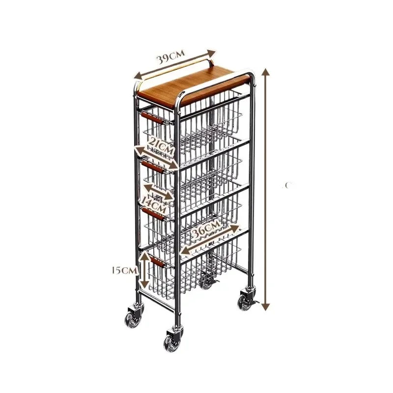 Kitchen crevice rack floor drawer type fruit and vegetable trolley vegetable basket multi-layer storage rack next to the