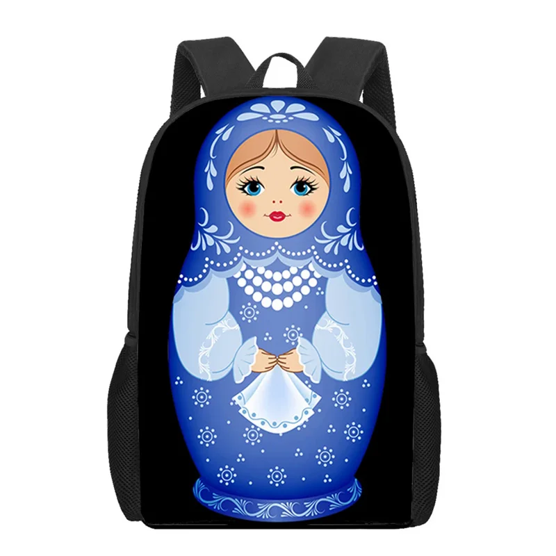 Mochilas rusas con estampado de Matryoshka para niños, mochilas escolares para adolescentes, bolsa de libros para estudiantes divertida, mochila diaria informal