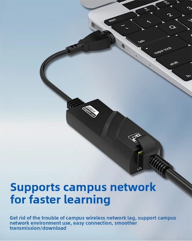 USB/Typ-C-zu-Ethernet-Adapter, Gigabit 1000Mbps Netzwerkkarte, treiberfreier LAN-Konverter für Laptop-PCs – Detail 6