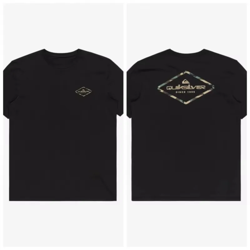 2026 new Front Back Diamond Camo Print Men T-shirt Outdoor Surf Graphic Oversized Cotton Casual Short Sleeve Tee