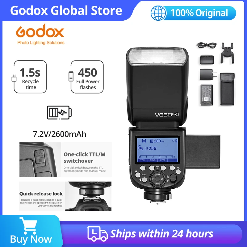 

Godox V860III TTL HSS 2.4G Speedlite V860III-C V860III-N V860III-S Camera Flash for Canon Sony Nikon Fuji Olympus Pentax Camera