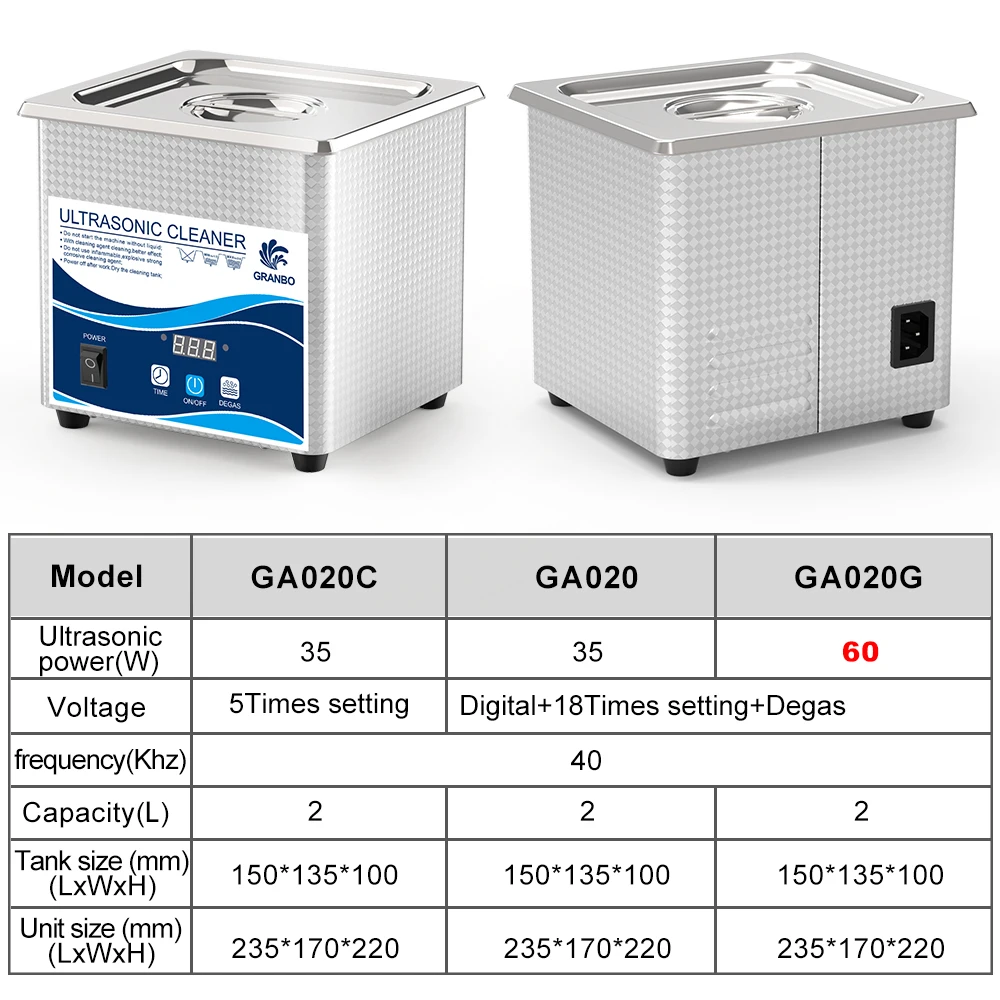 Granbo New 2L Ultrasonic Cleaner 35W 60W Digital DEGAS Ultrasound Bath Manicure Tattoo Tools Glasses Jewelry Dentures