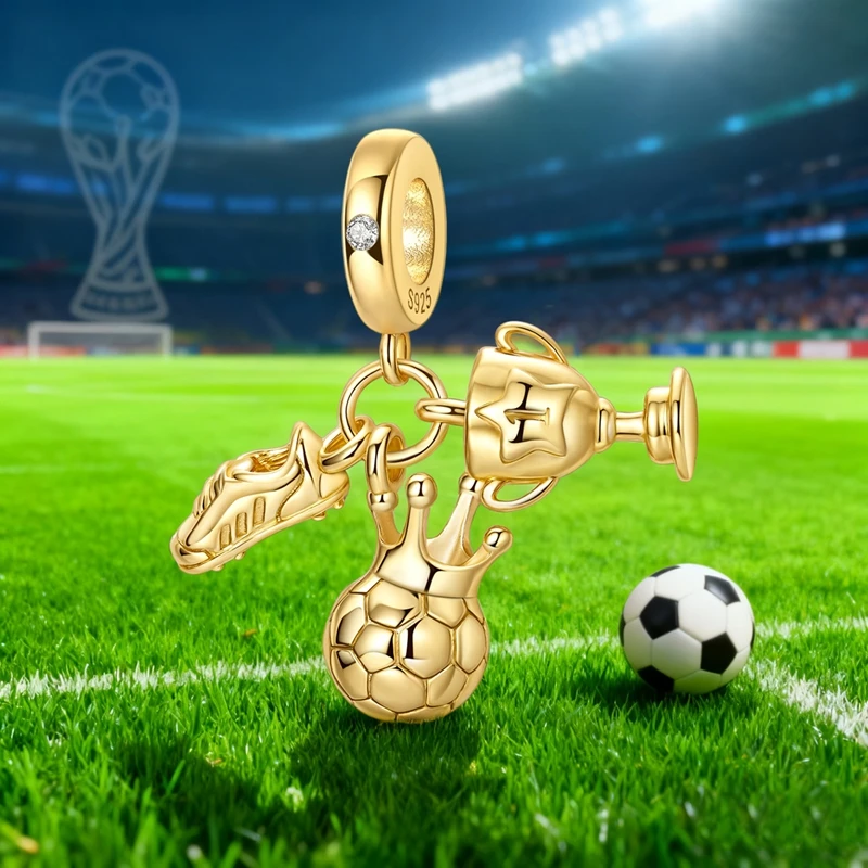 الكلاسيكية 925 فضة الأحمر عالية الكعب و الذهبي أحذية رياضية كرة القدم الكأس استرخى سحر يناسب سوار بوتيك سلسلة الأحذية الهدايا