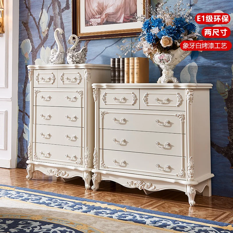 European-style solid wood storage cabinet for bedroom and living room large capacity exquisite patterns locker