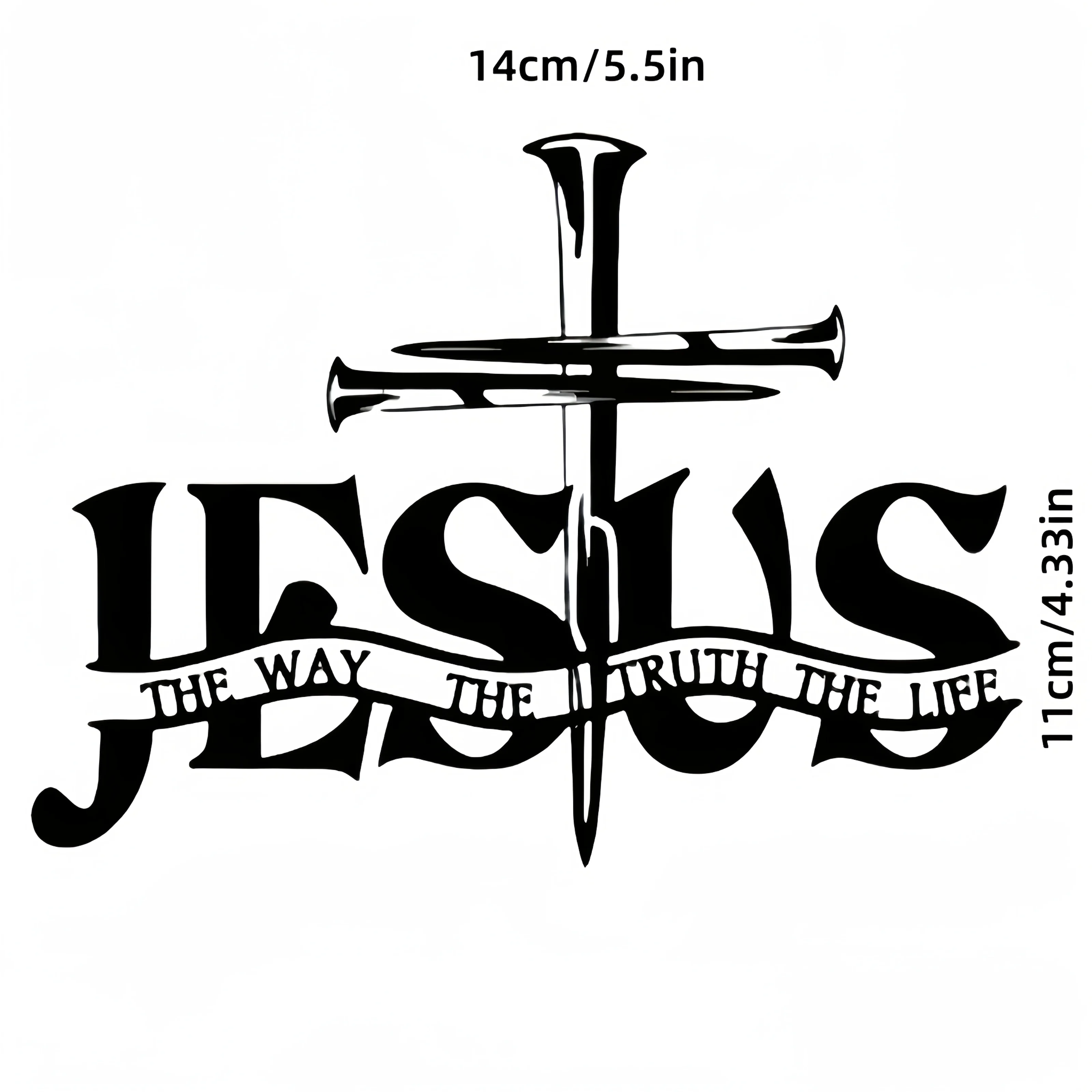 Autocollant croisé "Jesus: The Way, The Truth, The Life", parfait pour les bibles, les ordinateurs portables, les skateboards pour montrer la foi, 1 pièce