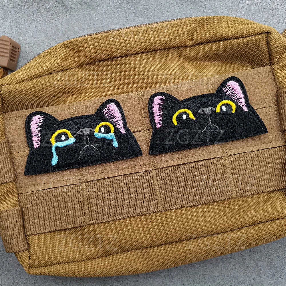 Cute Cartoon Animal Hook&Loop Patches Cat with Knife Duck Goose Frog Sticker Tactical Accessory Morale Badges Embroidery Patch — zdjęcie 6