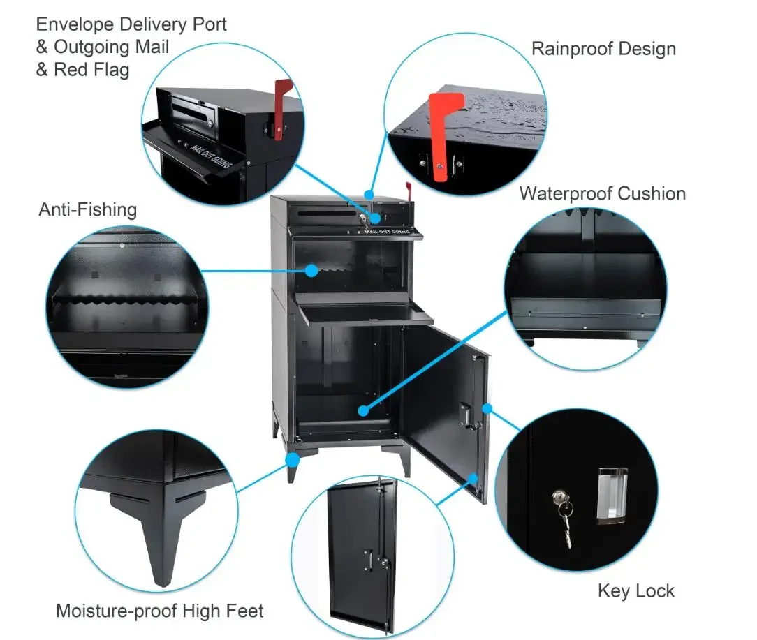 LARGE PACKAGE DELIVERY BOXES FOR OUTSIDE EXTRA LARGE MAILBOX FOR PARCEL, ALLOY STEEL POST BOX, WALL MOUNTED LOCKABLE