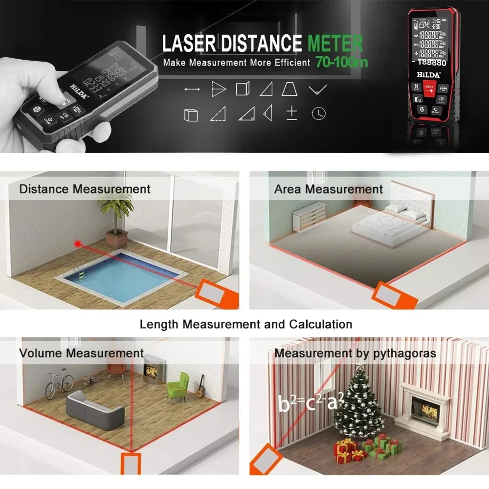 HILDA Laser Rangefinder Distance Meter Finder Building Measure Ruler laser tape range device rulerfinder build measure
