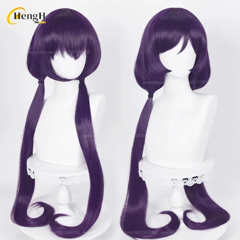 Em estoque nozomi tojo anime sintético longo 100cm roxo preto duplo rabo de cavalo peruca e headwear cabelo resistente ao calor perucas de halloween