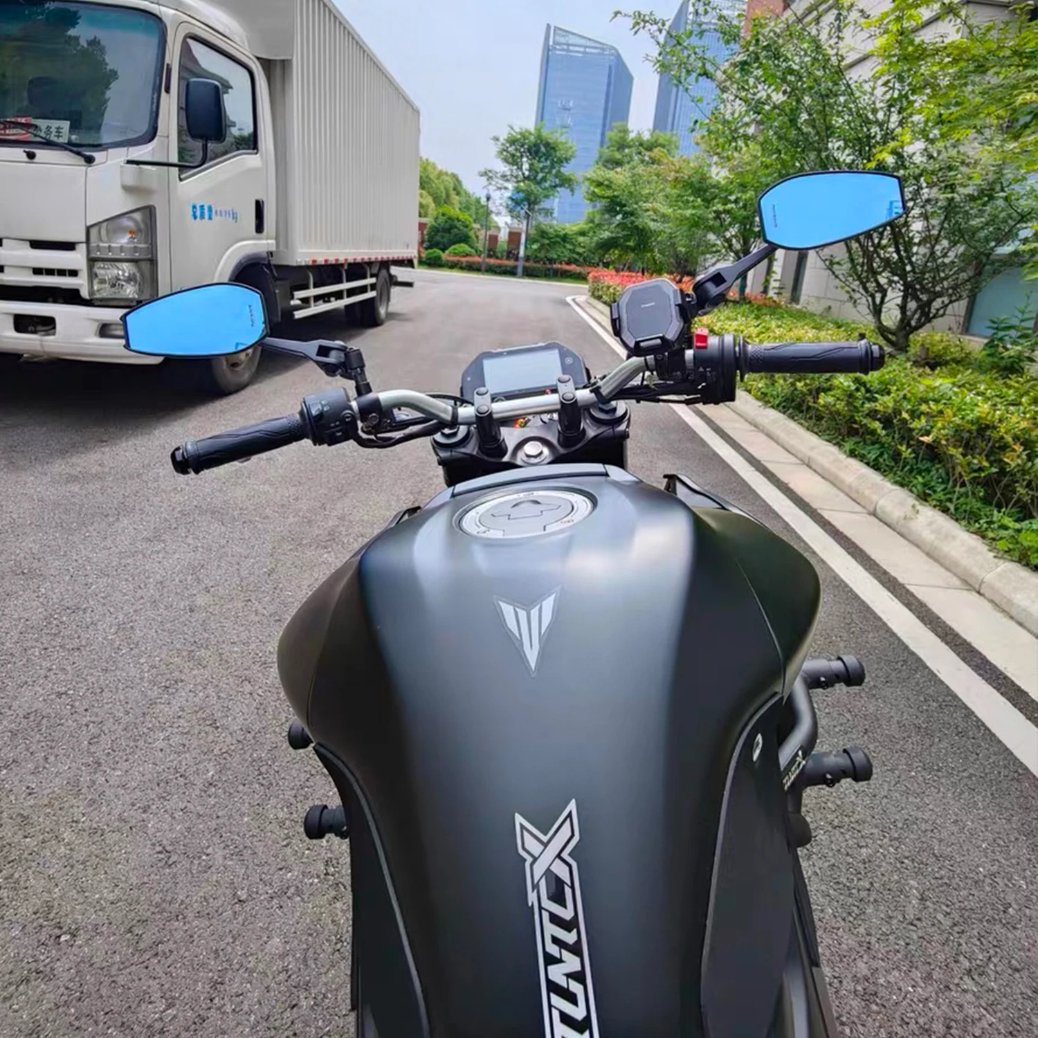 Universal Motorcycle mirror CNC side Rearview Blue Anti-glare Great visual field  For Yamaha MT01 MT25 MT03 MT07 MT09 M10