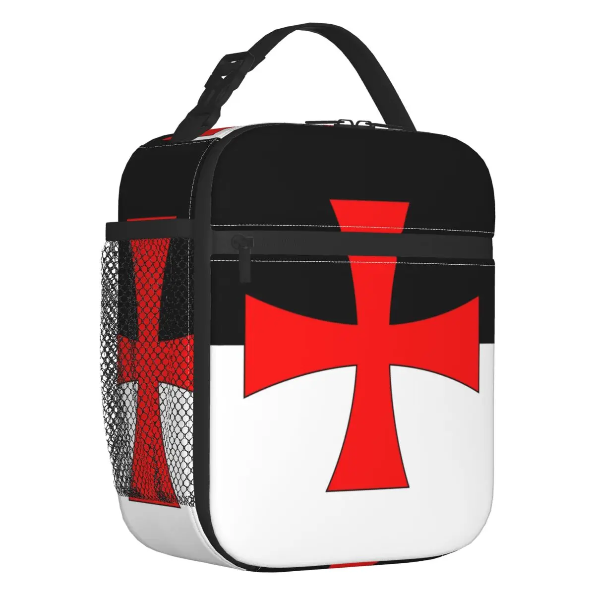 

Knights Templar Flag Insulated Lunch Bag for Women Waterproof Medieval Warrior Cross Thermal Cooler Lunch Tote Office School