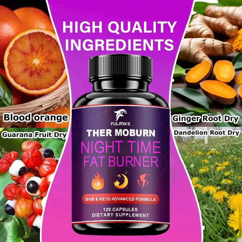 Night Time Fat Burner Pills, with Thermogenic Green Tea, White Kidney Bean Extract, Support Sleep Quality, Uppresses Appetiteat view 3