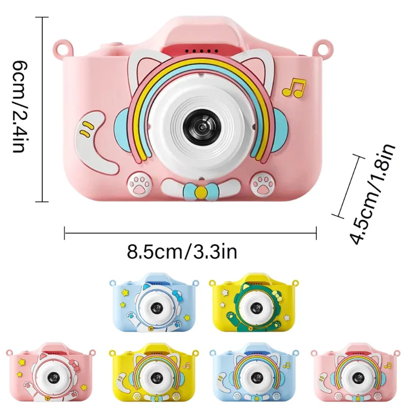 Appareil photo numérique à double objectif pour enfants, haute définition, enregistreur vidéo, transfert de données, dessin animé, animal, 1 ensemble