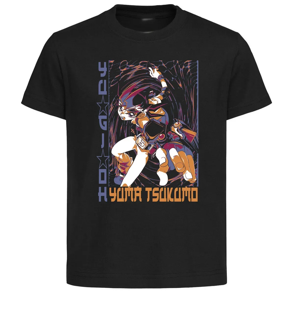 T-Shirt Unisex Black Japanese Style - Yu Gi Oh - Yuma Tsukumo - LL3519