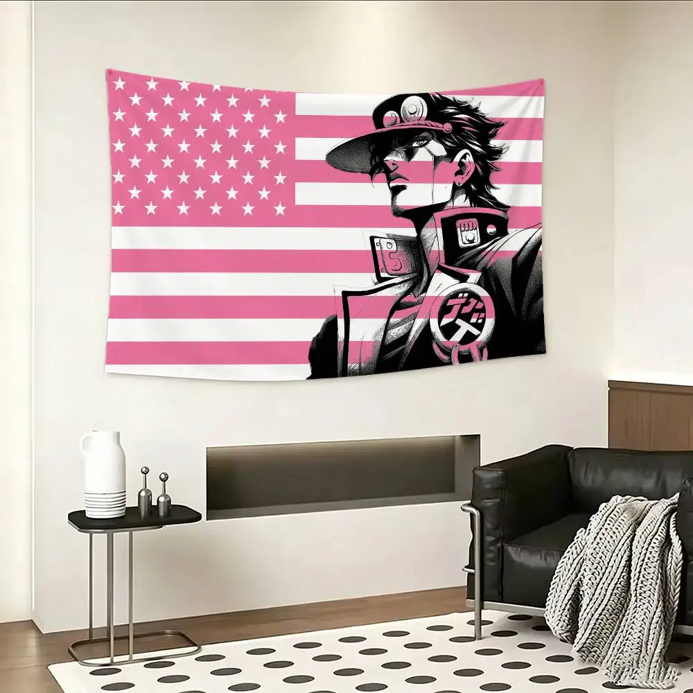 JoJo-s B-Bizarre Anime Adventure Flag Digital Printing Banner for Garage Wall Out Door Decoration