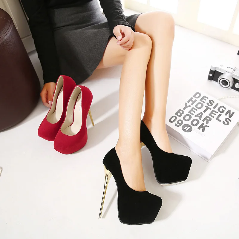 2023 Sexy Pumps Wedding Women Fetish Shoes Concise Woman Pumps High Heel Stripper Flock Pumps 16cm Big Size 41 42 43 44 45