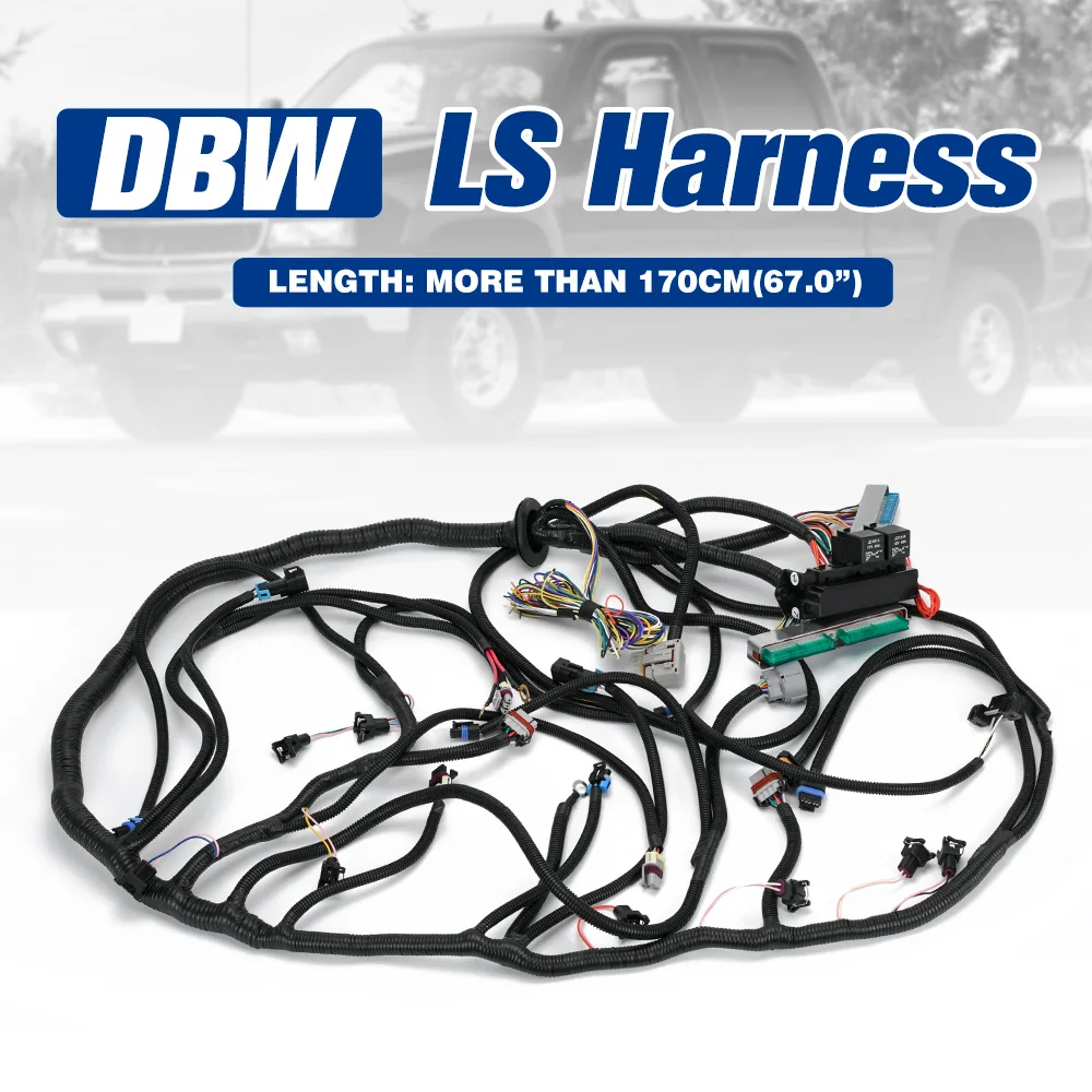 Drive by Wire DBW LS Stand Alone Harness with Transmission Connectors For 03-07 GM DBW 4L60E 4.8L 5.3L 6.0L 8 Cylinders