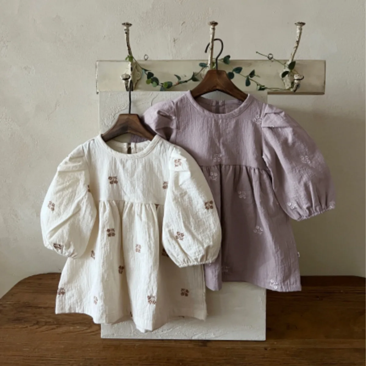 2025 Autumn New Baby Girl Long Sleeve Dress Kids Girls Flower Embroidery Princess Dress Loose Children Casual Dress