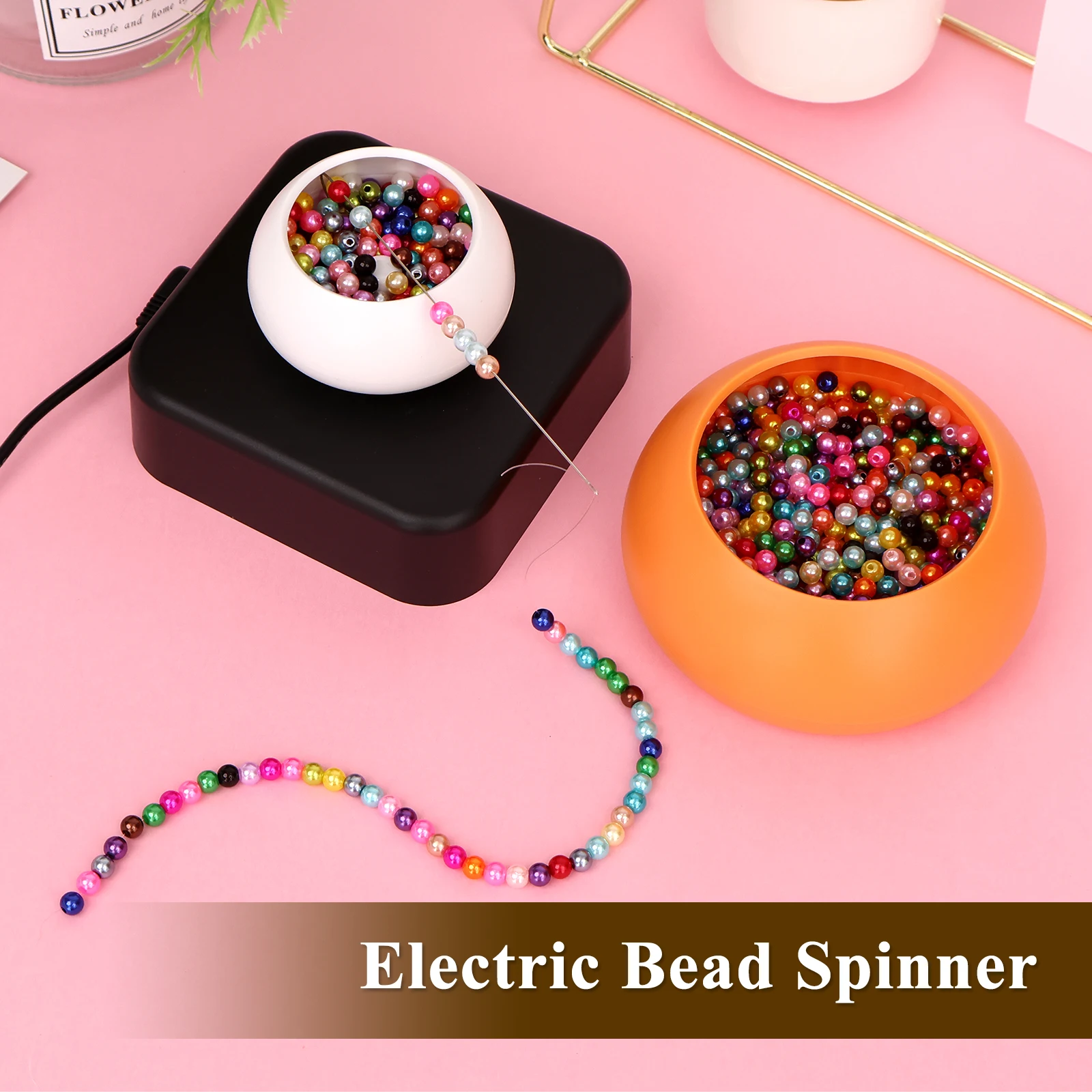 Electric Bead Spinner USB Beading Bowl Spinner Kit Adjustable Speed Electric Spin Bead Loader For Making Waist Beads Bracelets