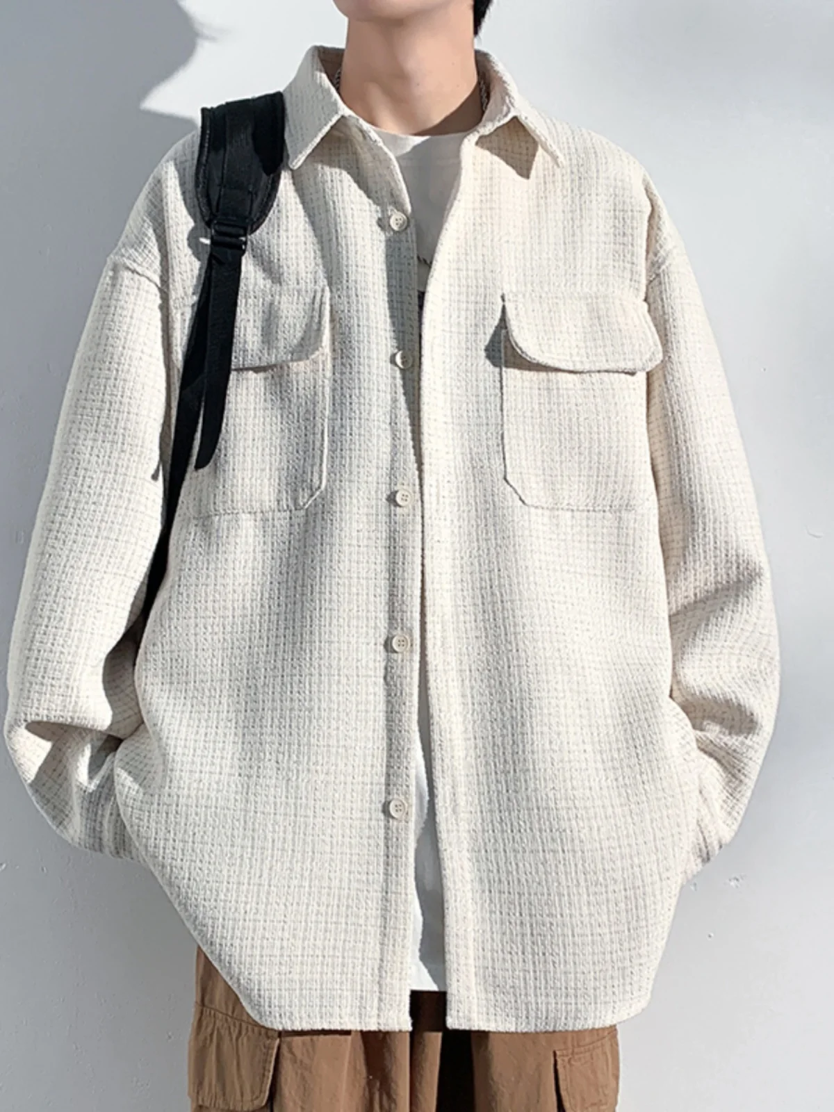 

Мужская свободная удлиненная куртка-жакет в японском стиле, оверсайз, для подростков, модный повседневный топ